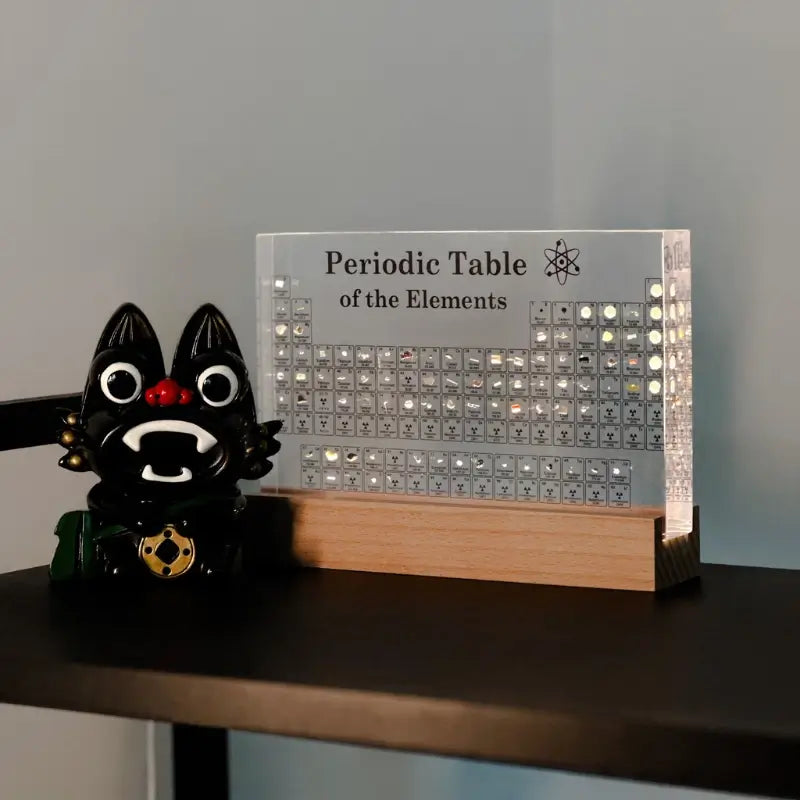 Illuminated Periodic Table with Real Elements