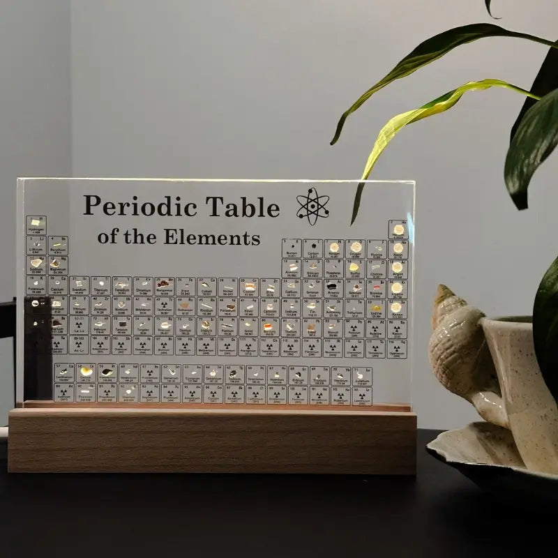 Illuminated Periodic Table with Real Elements