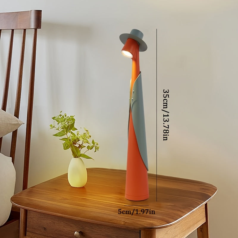 Rechargeable LED Hat-Shaped Desk Lamp with Touch Dimming
