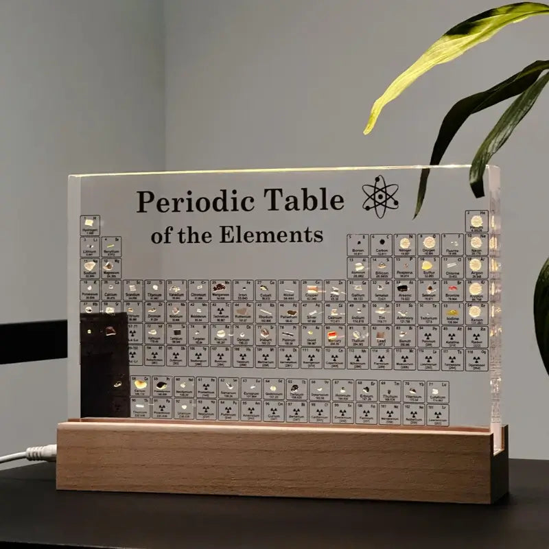Illuminated Periodic Table with Real Elements