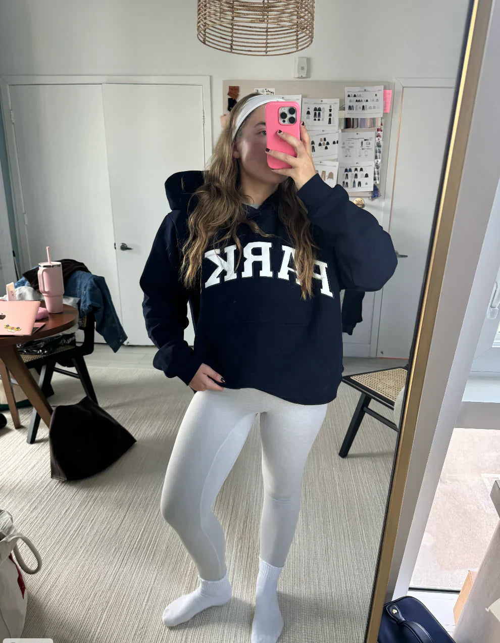 Varsity chenille sweatshirt, navy with white letters