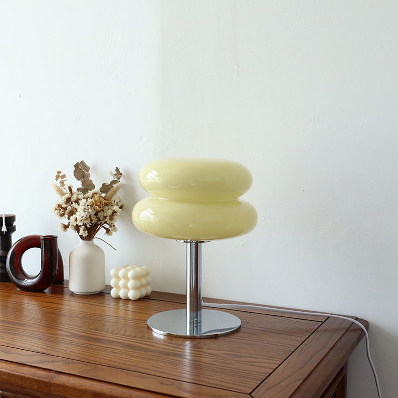 Retro Glass Table Lamp with Chrome Base, Italian-Inspired Design