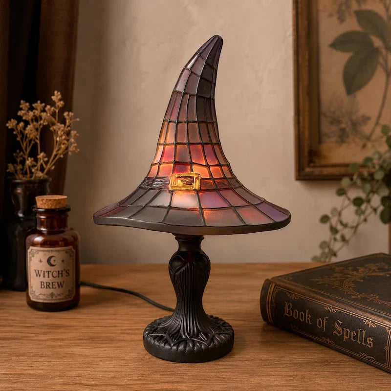 Stained-Glass Witch Hat Table Lamp