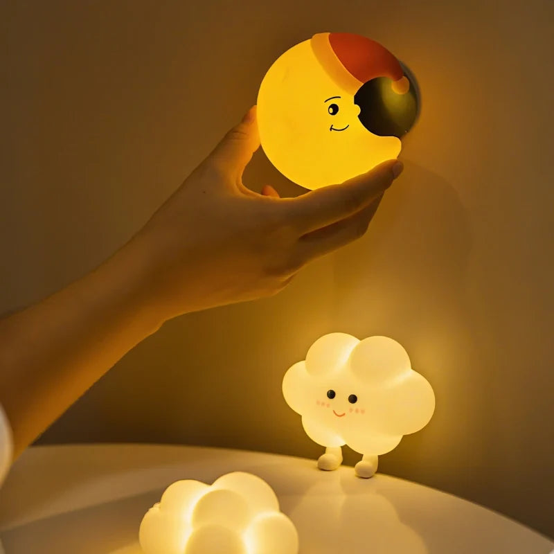 Rechargeable Moon, Star, and Cloud Night Light, Kids Room