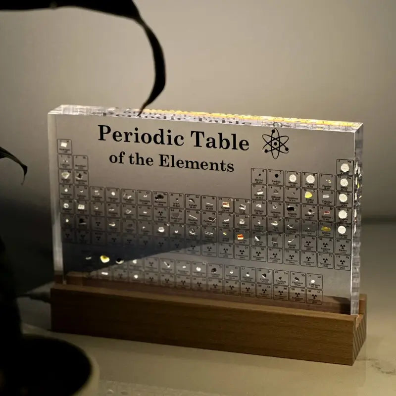 Illuminated Periodic Table with Real Elements