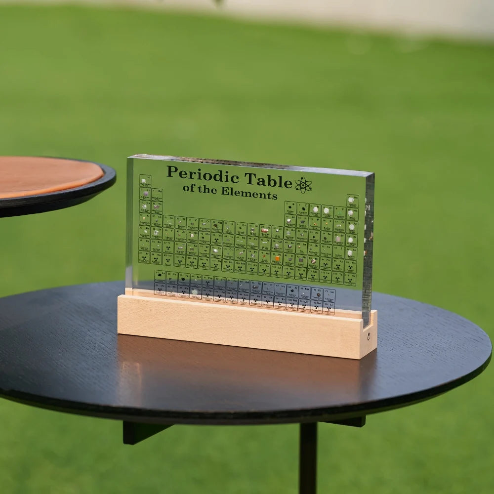 Illuminated Periodic Table with Real Elements