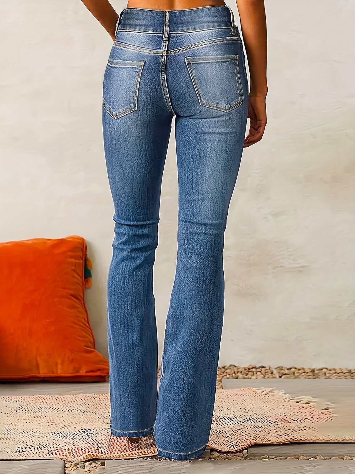 High-waisted flared pants, alternate view