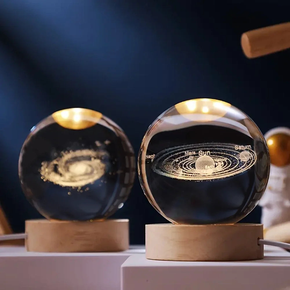 3D-Engraved Crystal Space Ball Night Light