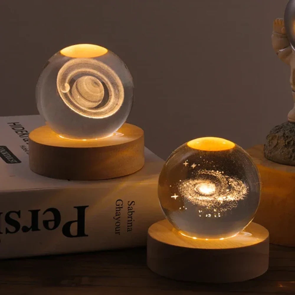 3D-Engraved Crystal Space Ball Night Light