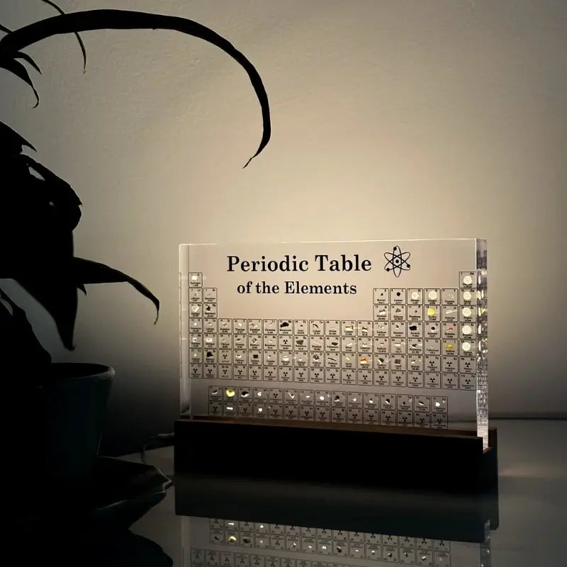 Illuminated Periodic Table with Real Elements