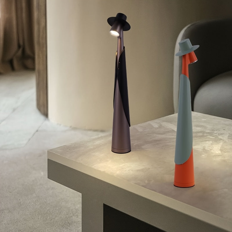 Rechargeable LED Hat-Shaped Desk Lamp with Touch Dimming