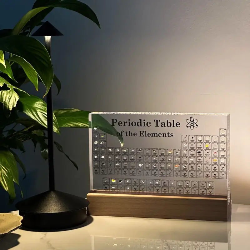 Illuminated Periodic Table with Real Elements