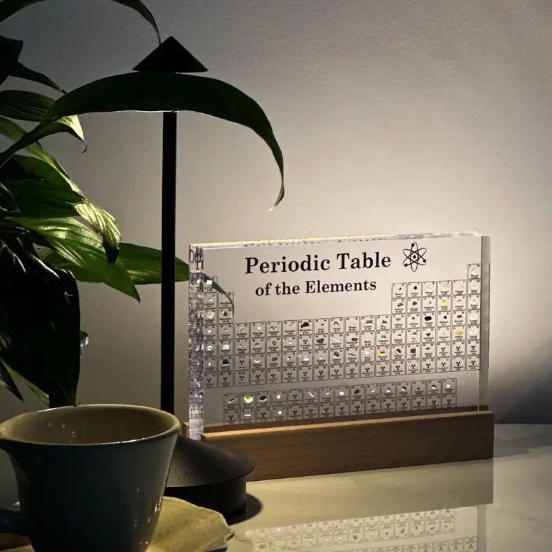 Illuminated Periodic Table with Real Elements