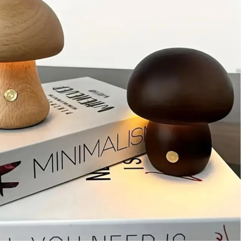 Wooden Mushroom LED Lamp
