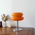 Retro Glass Table Lamp with Chrome Base, Italian-Inspired Design