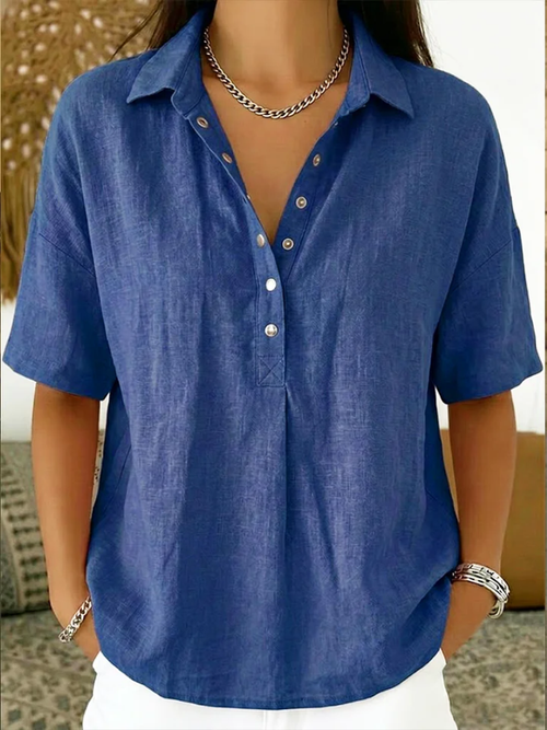 Classic collared button-up shirt in blue