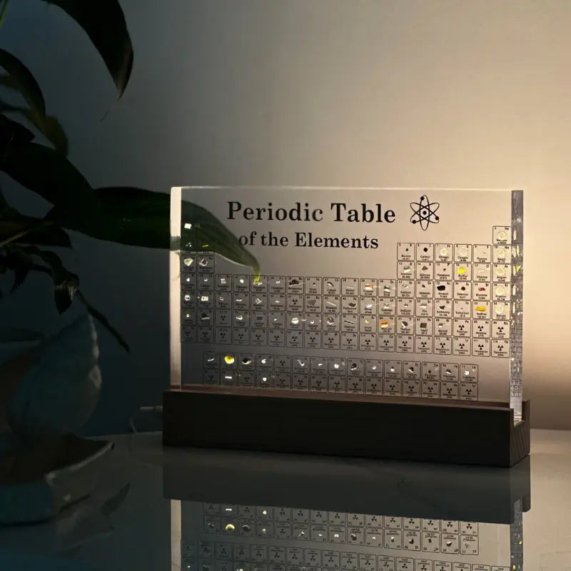Illuminated Periodic Table with Real Elements
