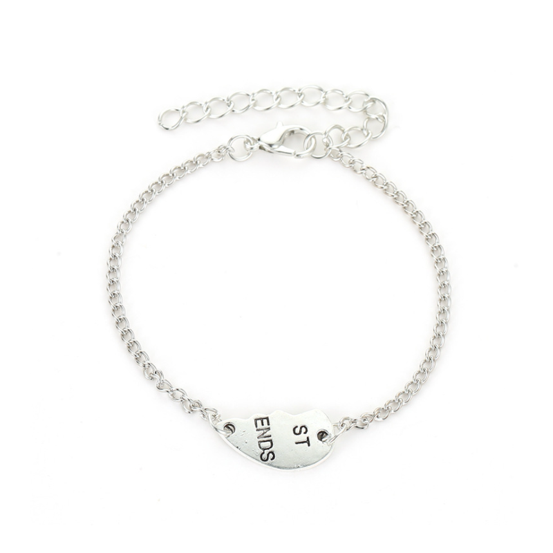 Matching Heart Chain Bracelets Best Friends Gift