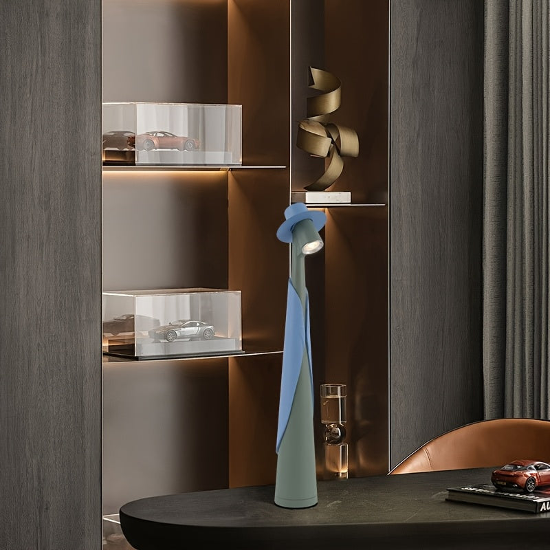 Rechargeable LED Hat-Shaped Desk Lamp with Touch Dimming