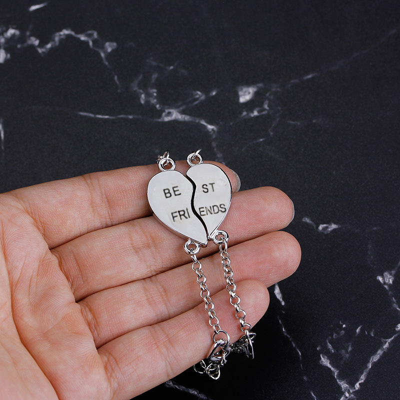 Matching Heart Chain Bracelets Best Friends Gift