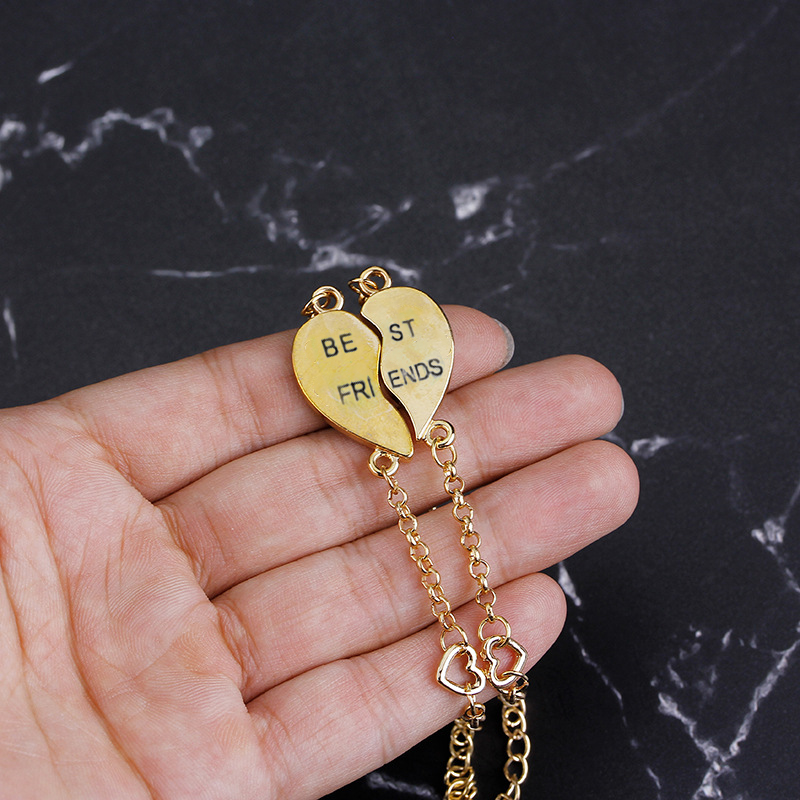 Matching Heart Chain Bracelets Best Friends Gift