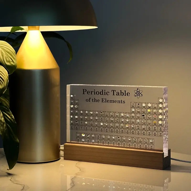 Illuminated Periodic Table with Real Elements