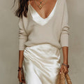 Sweater and maxi dress set in white, front view