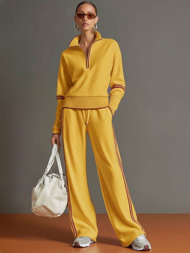 Half-zip wide-leg lounge set, alternate view