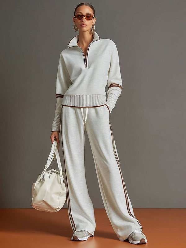 Half-zip wide-leg lounge set, styled view