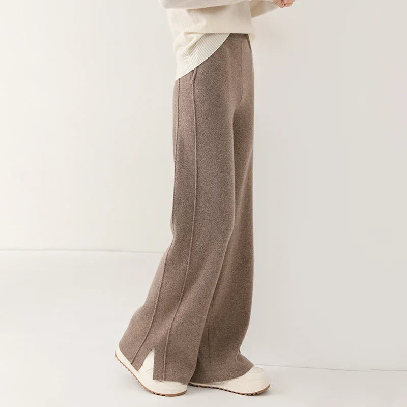 Tailored straight-leg sweatpants in khaki, front view