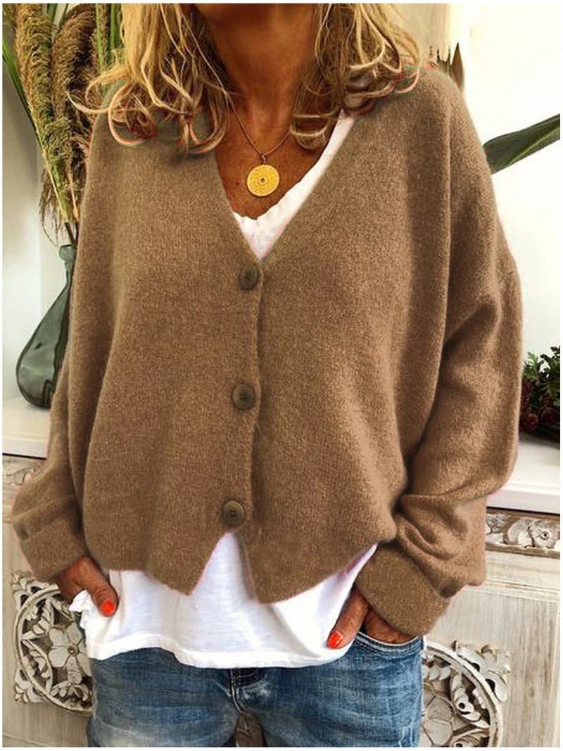 Everyday v-neck cardigan in khaki