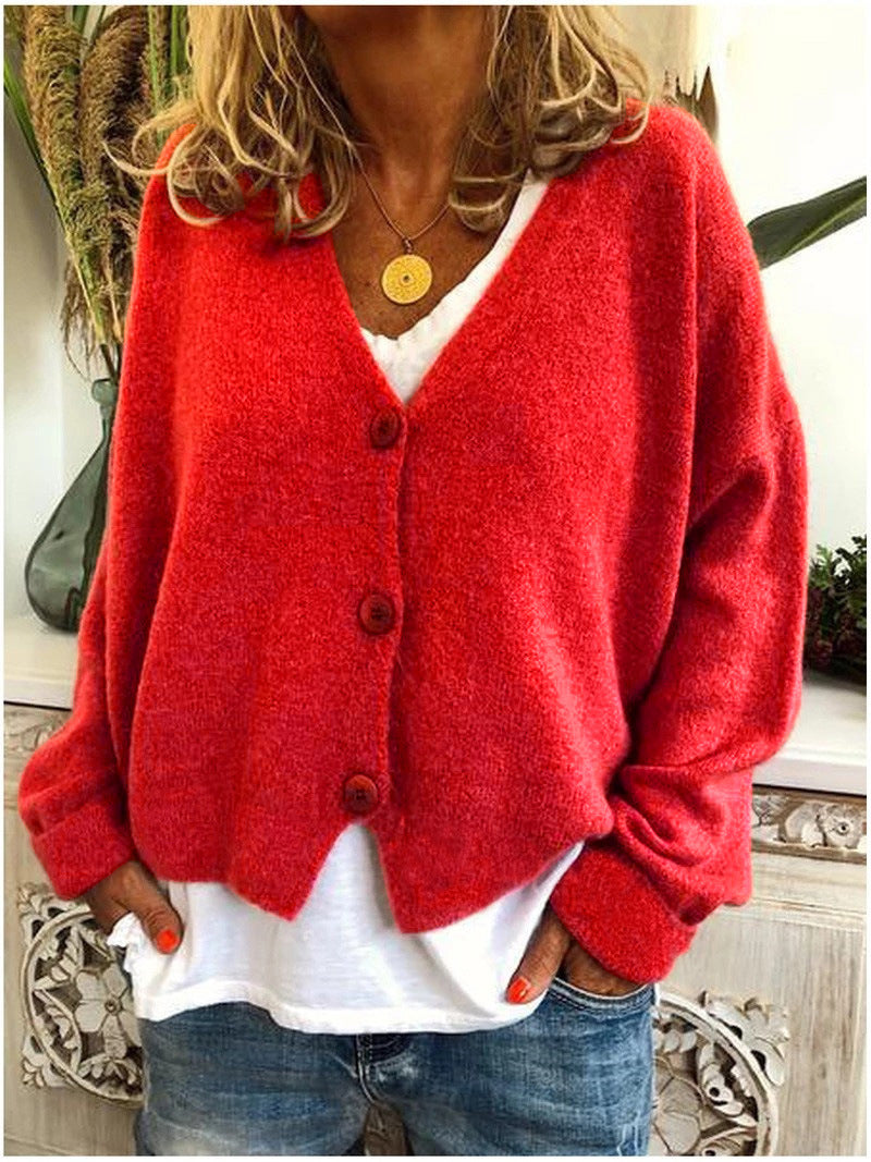 Everyday v-neck cardigan in red