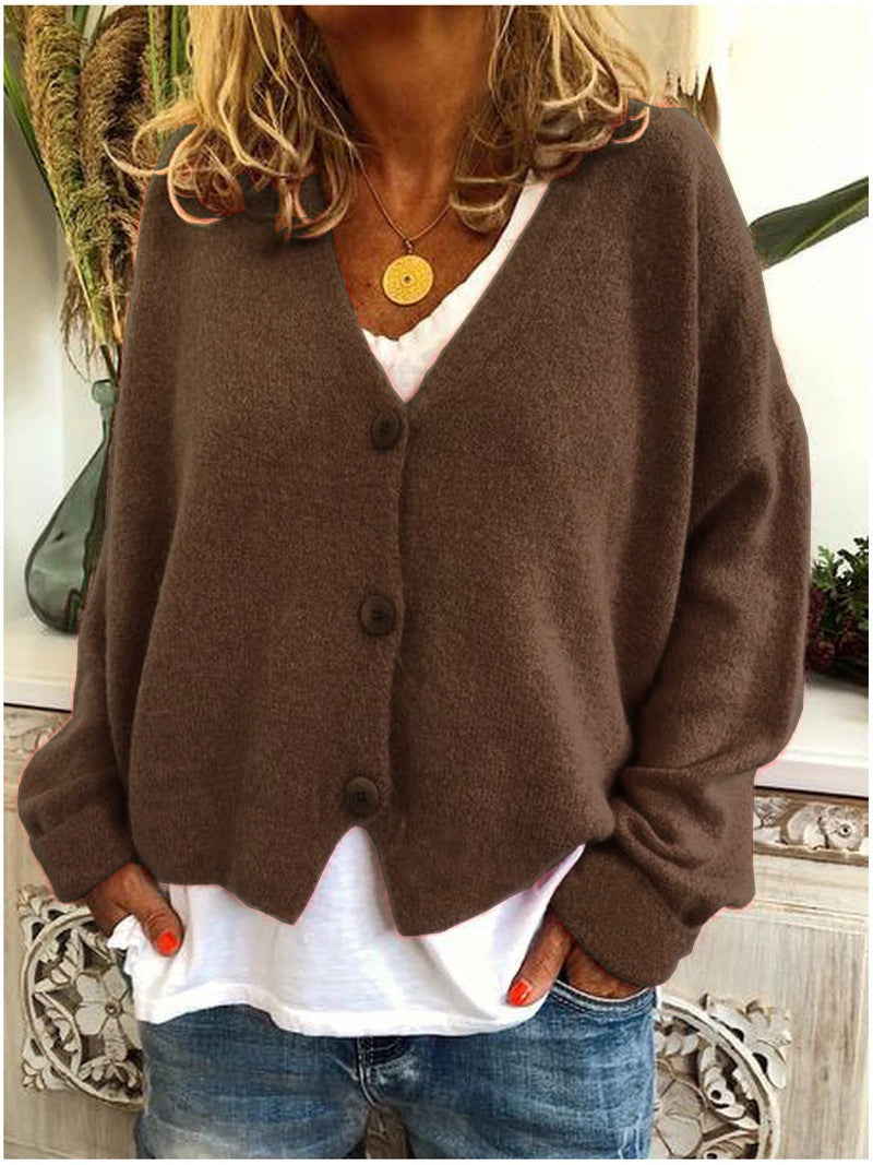 Everyday v-neck cardigan in brown