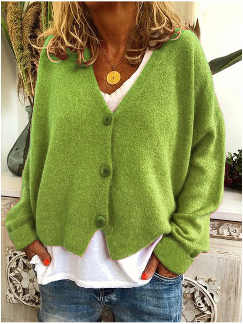 Everyday v-neck cardigan in yellow green
