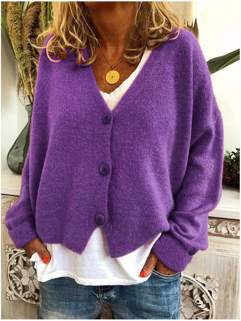 Everyday v-neck cardigan in purple