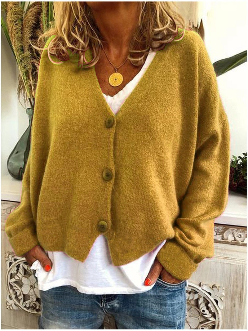 Everyday v-neck cardigan in yellow