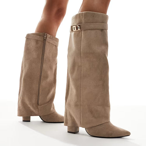 BLOCK HEEL KNEE HIGH BOOTS