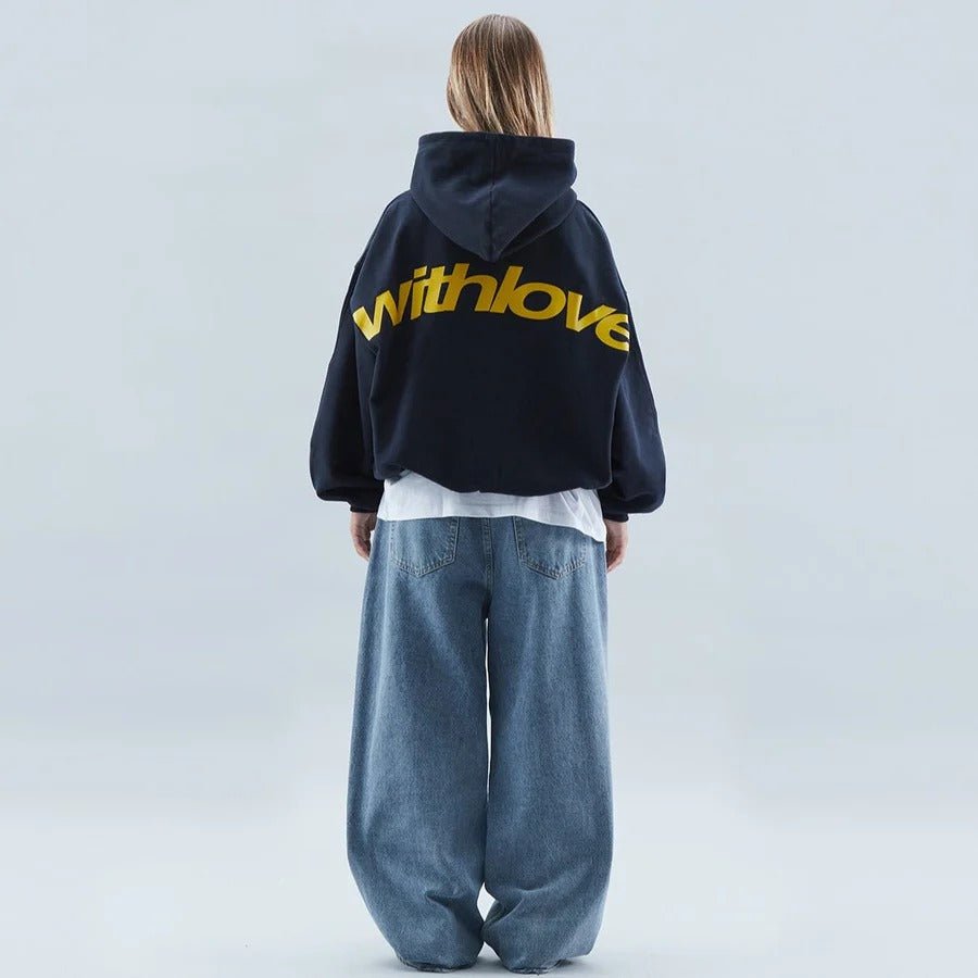 Oversized adjustable hood hoodie in gray