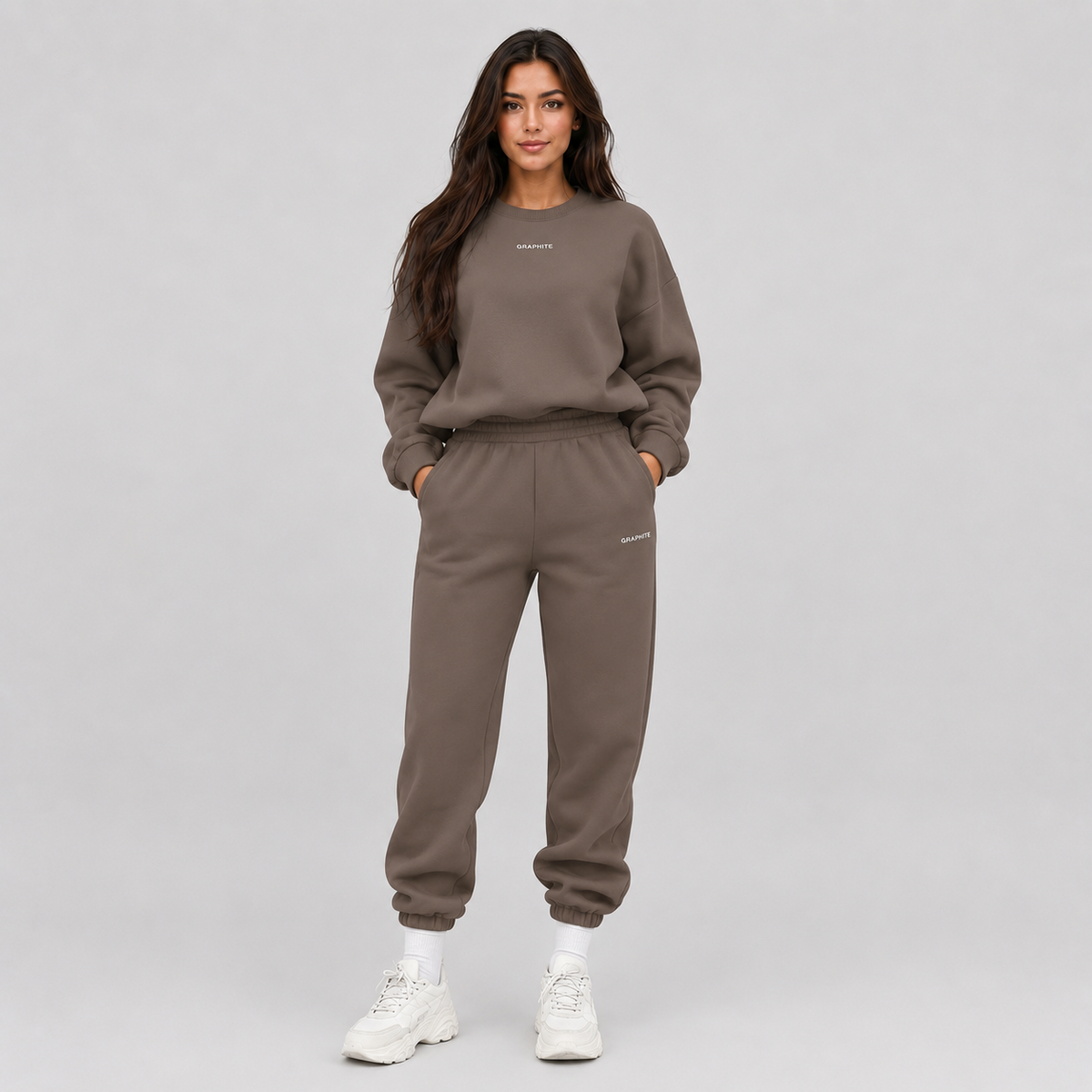 Dropped shoulder tracksuit set, styled view