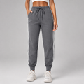 High waist stretch joggers in dark grey, front view