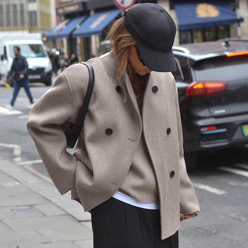 DOUBLE-BREASTED STAND COLLAR JACKET