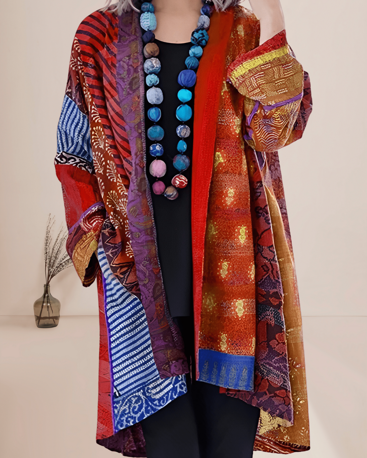 Shawl collar longline cardigan in red