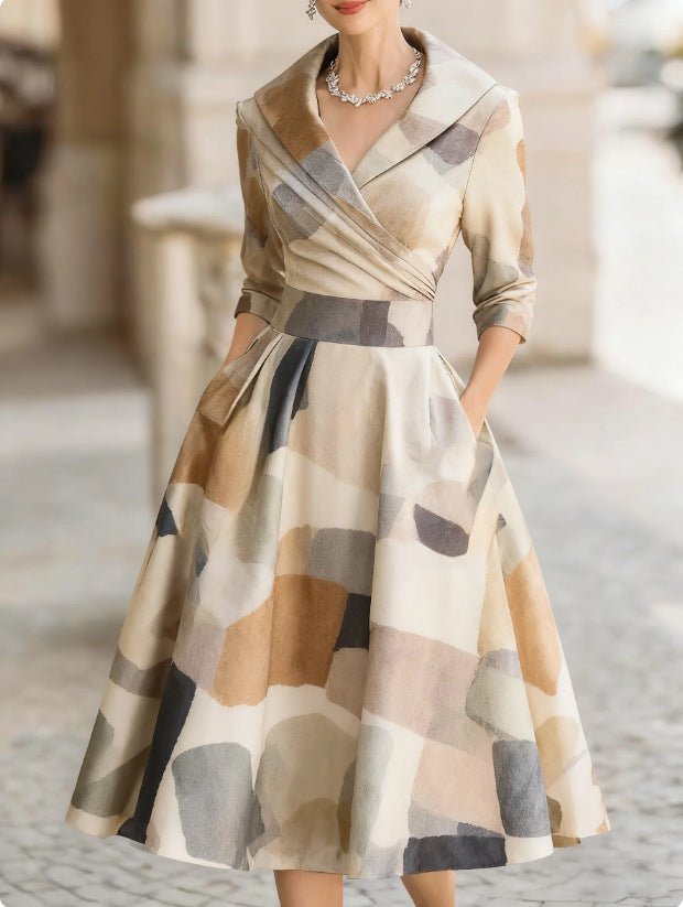 Structured floral midi dress, apricot print