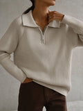 Ribbed zip-neck sweater, styled view
