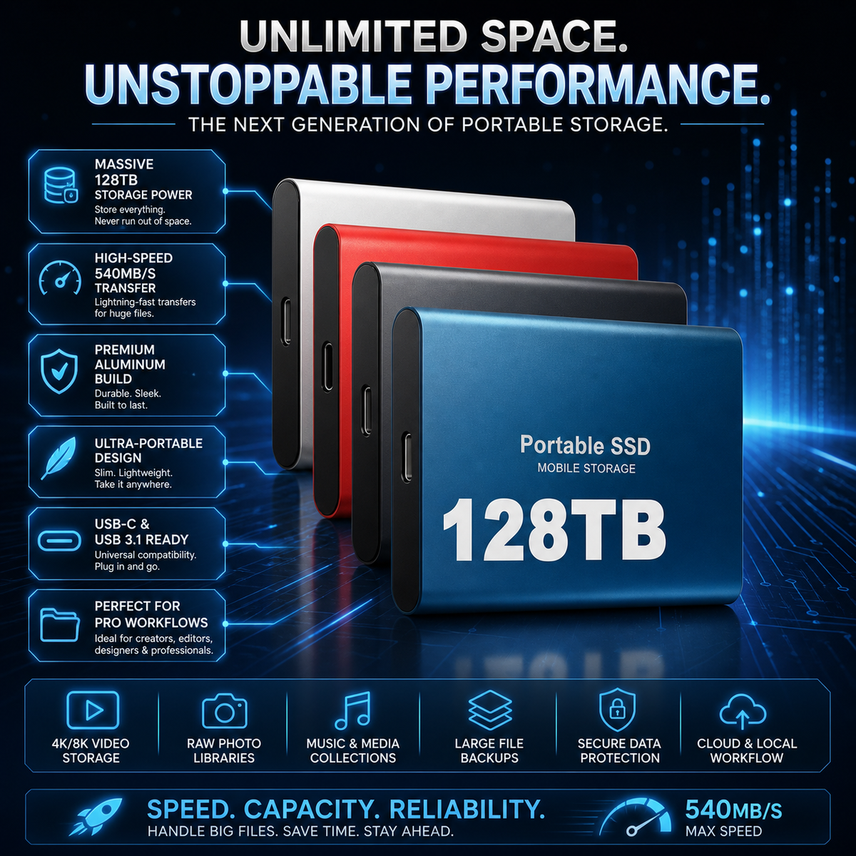 External SSD Portable USB Storage Device