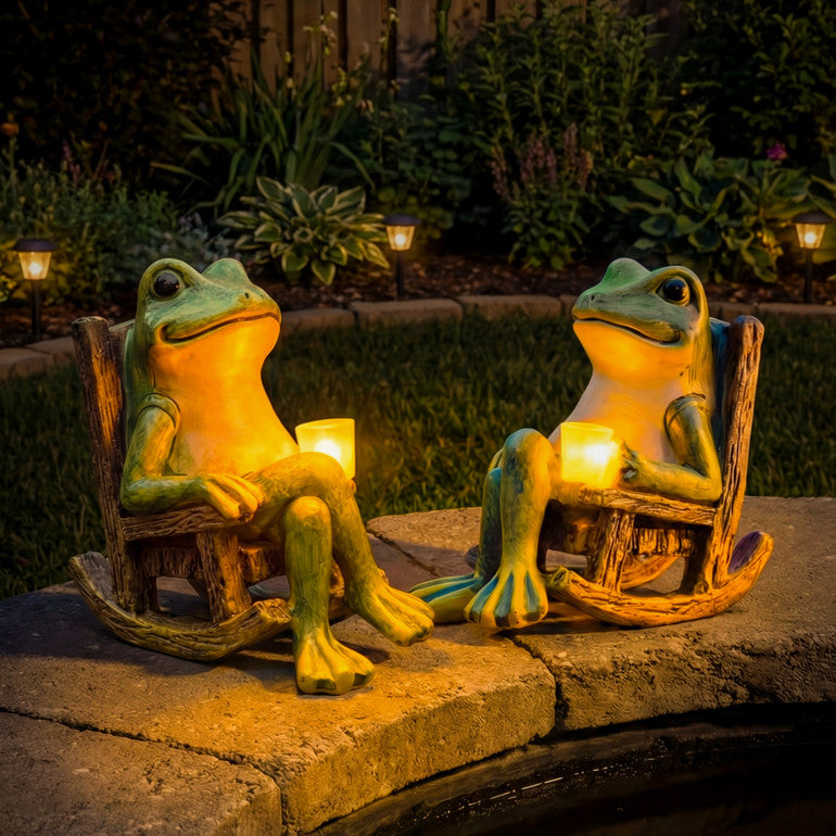 Solar-Powered Garden Frog Lantern