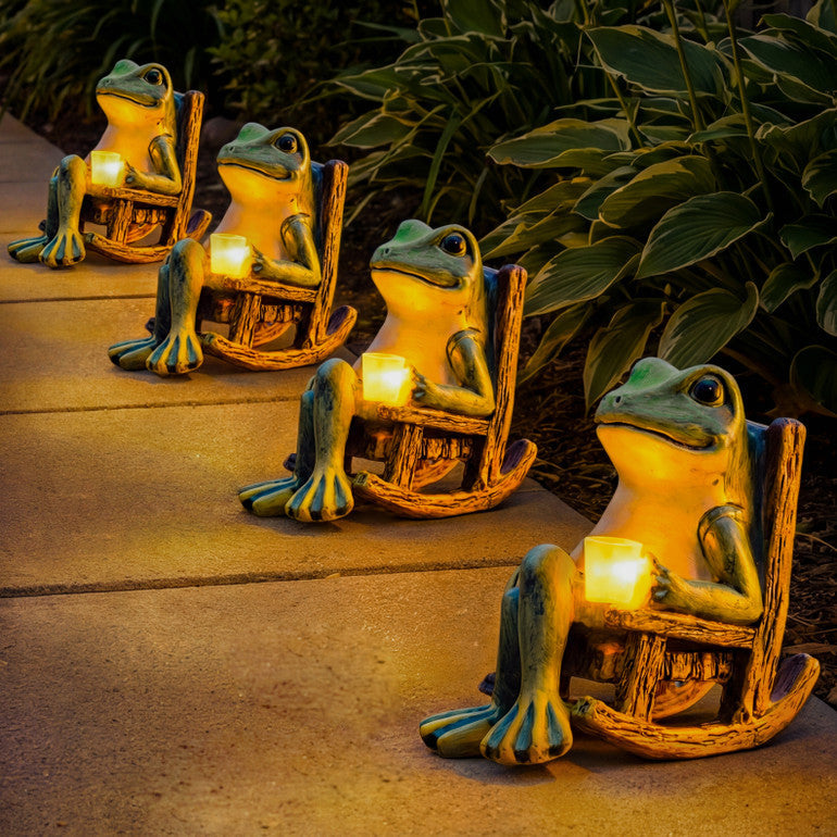 Solar-Powered Garden Frog Lantern