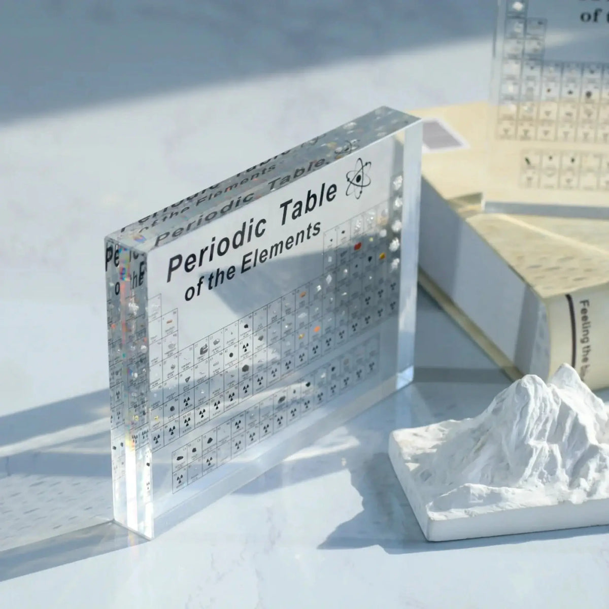 Illuminated Periodic Table with Real Elements