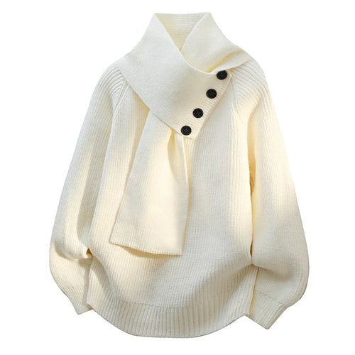 Buttoned shawl collar sweater, front view