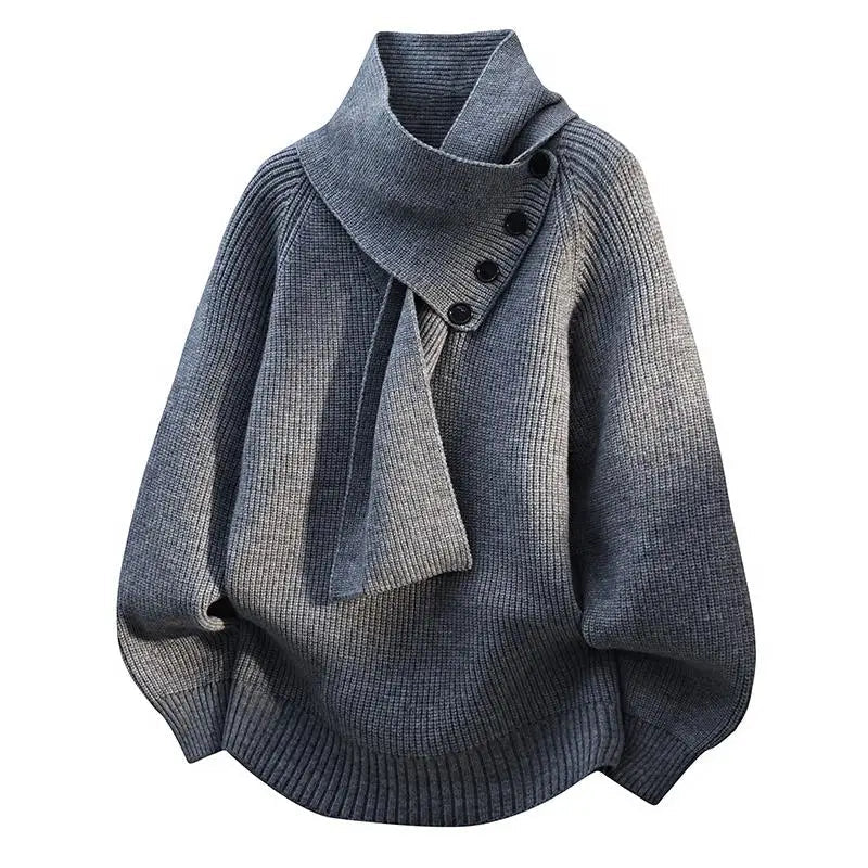 Buttoned shawl collar sweater, alternate view